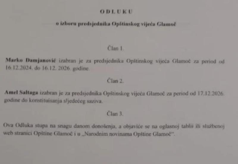 Neobična odluka u Glamoču: Predsjednik Općinskog vijeća će biti svatko "po malo"